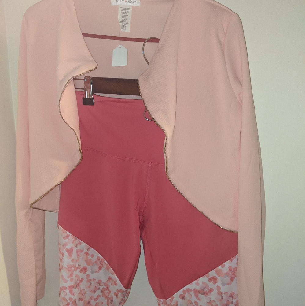 Women's Pink Size M Leggings & Jacket Set